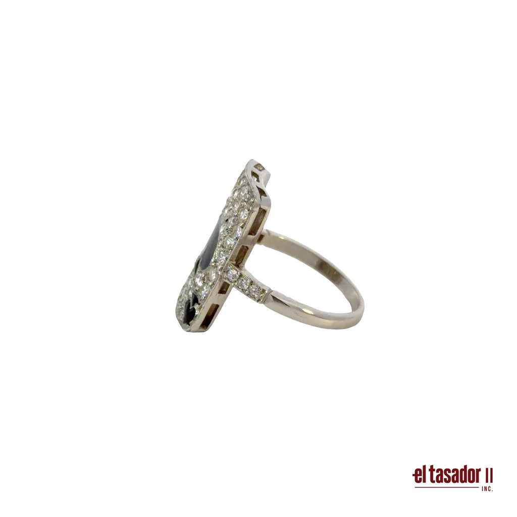 Las Vegas Collection Spade ring 6.6 g platinum enamel & 1.14 ct of diamonds (N)