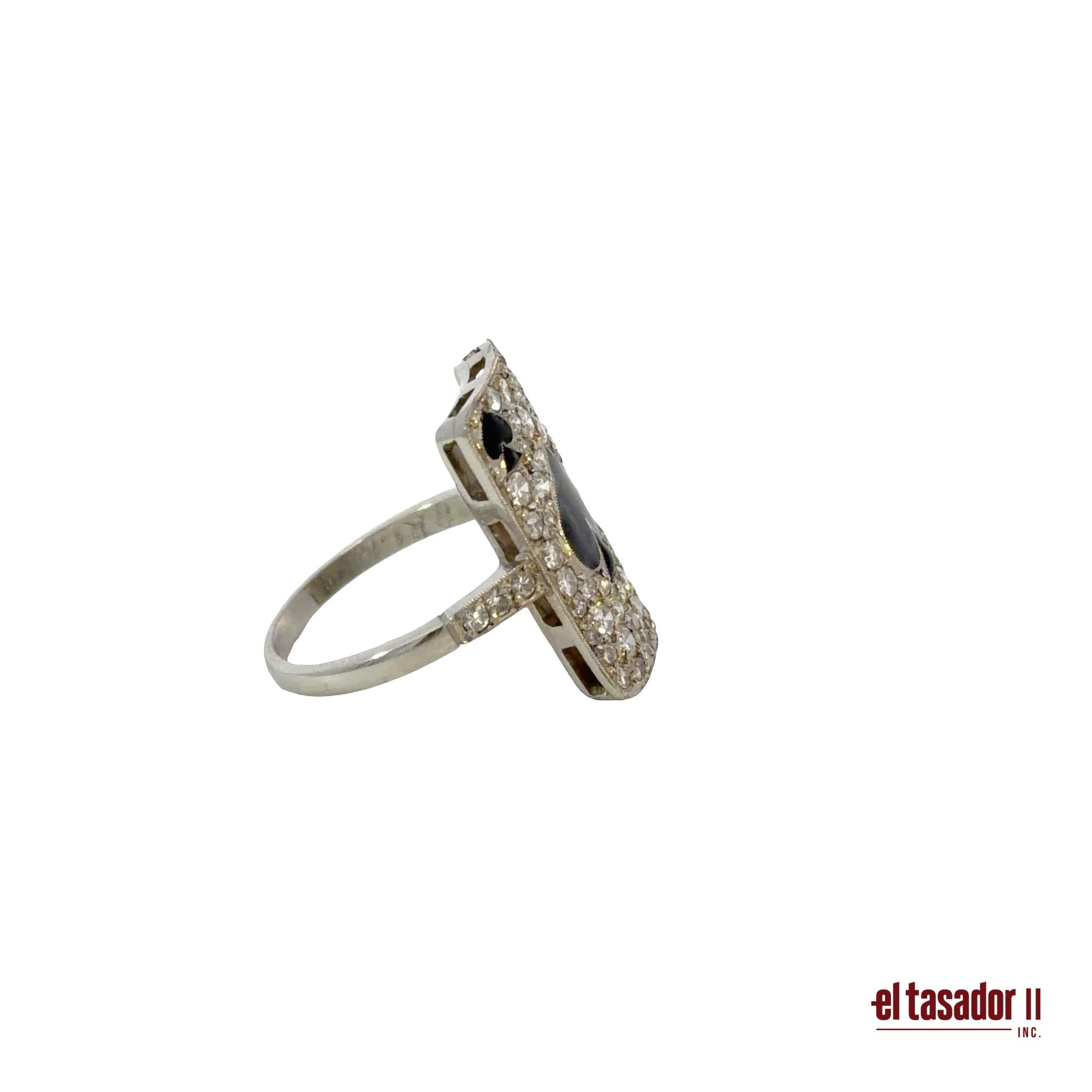 Las Vegas Collection Spade ring 6.6 g platinum enamel & 1.14 ct of diamonds (N)