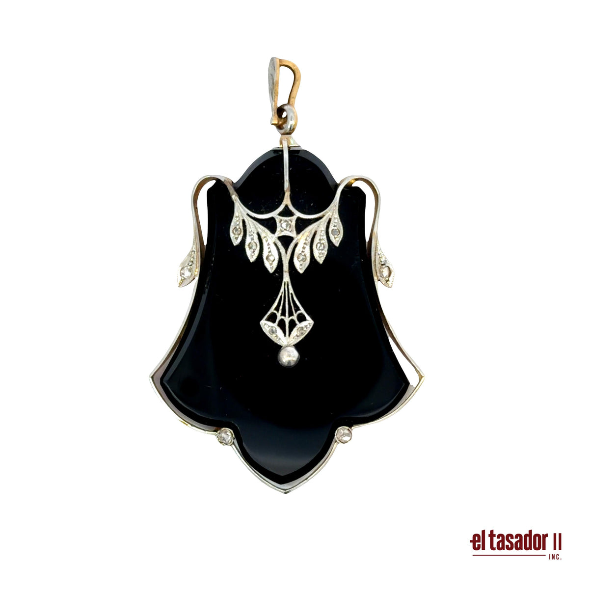 Bell Charm 13.1 g gold and platinum, ony and diamonds (A)