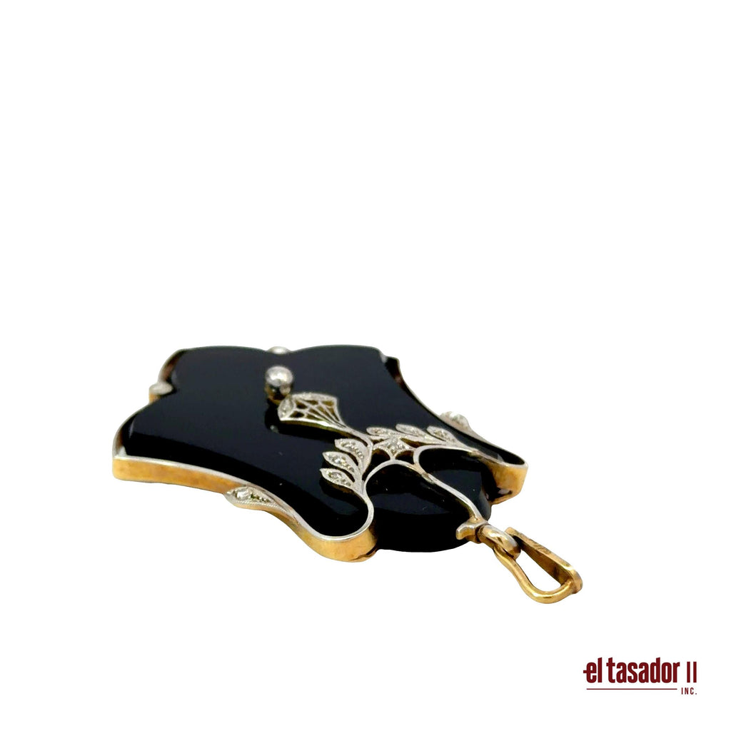 Bell Charm 13.1 g gold and platinum, ony and diamonds (A)