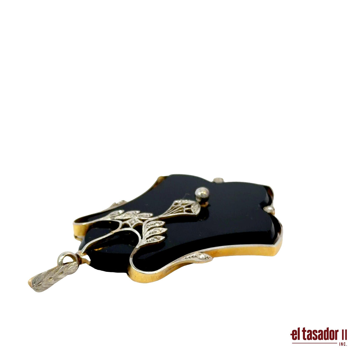 Bell Charm 13.1 g gold and platinum, ony and diamonds (A)
