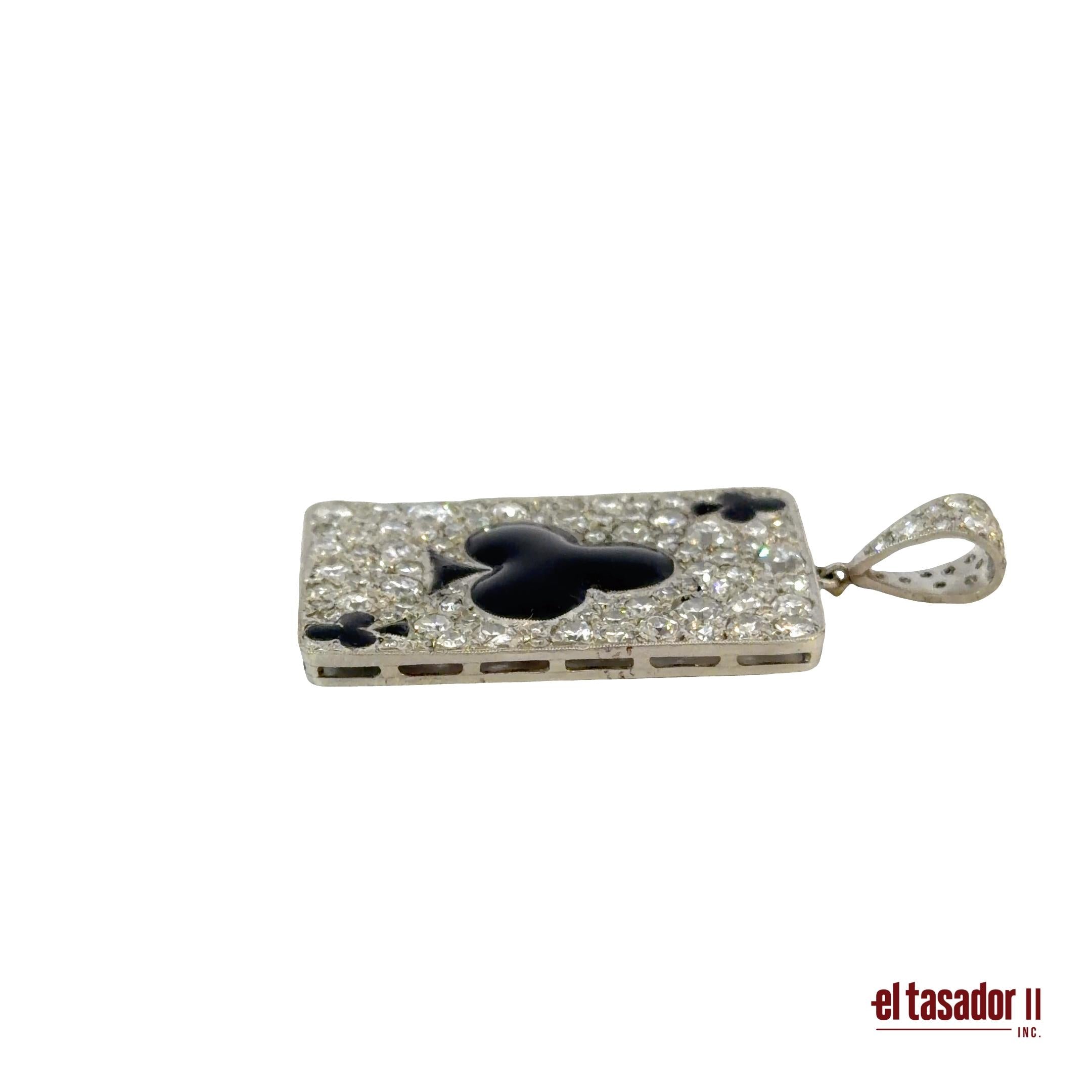 Las Vegas collection Clover charm 7.5 g platinum enamel and 2.87 ct of diamonds