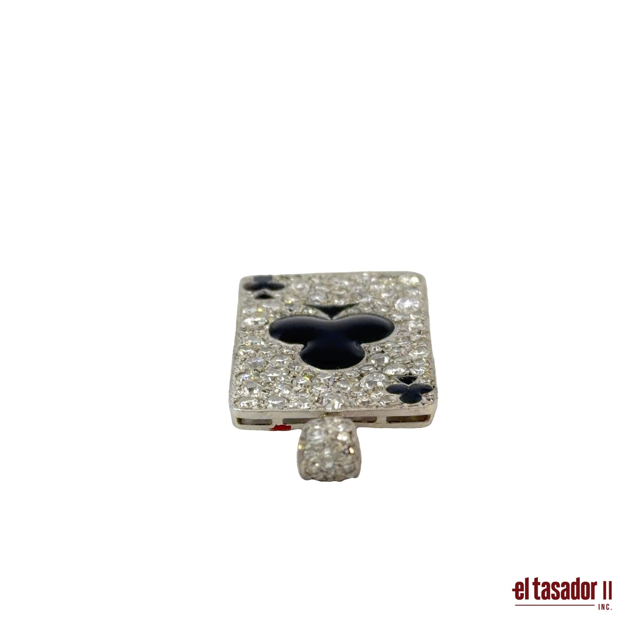 Las Vegas collection Clover charm 7.5 g platinum enamel and 2.87 ct of diamonds