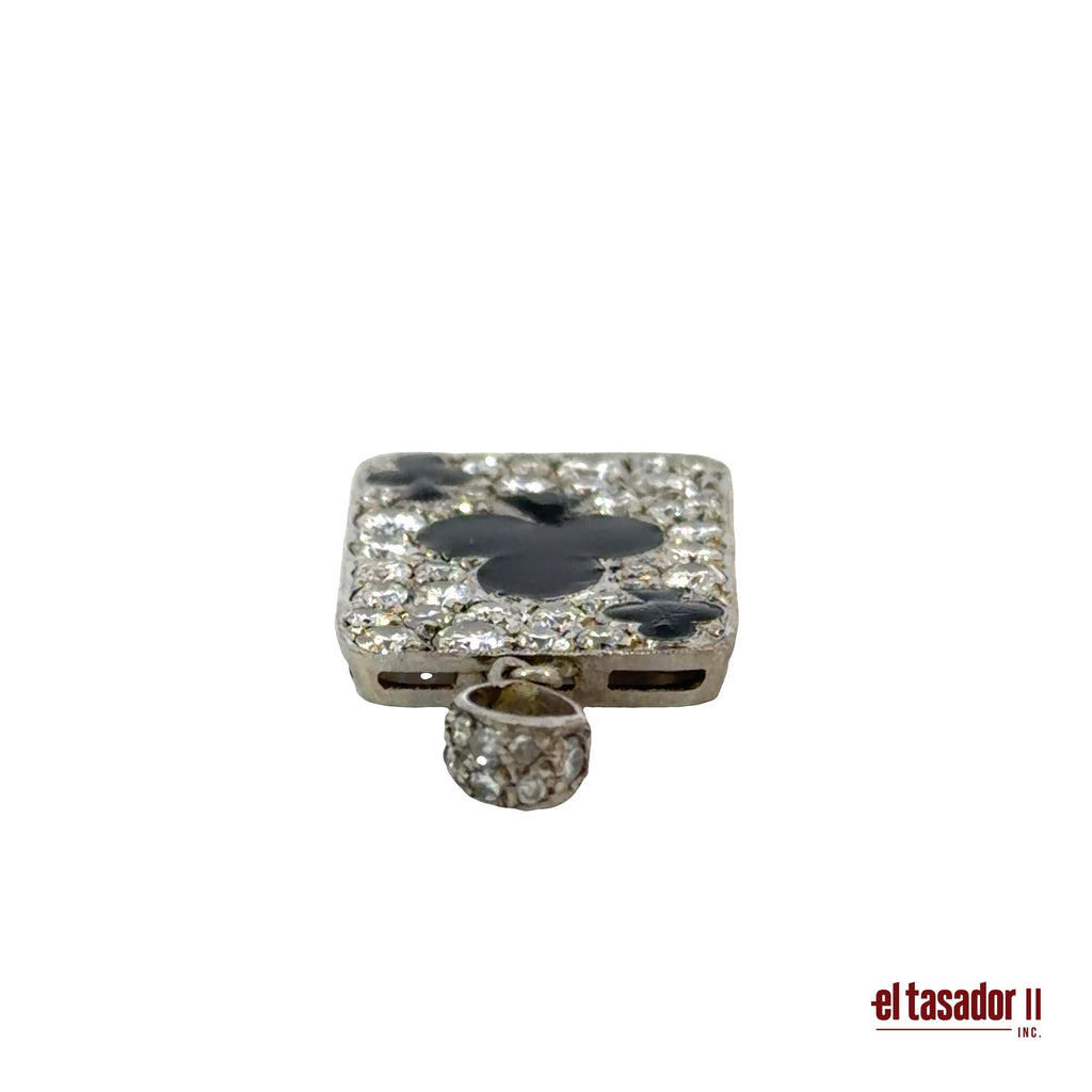 Las Vegas Collection Clover charm 3.4 g platinum enamel and 1 ct of diamonds (N)