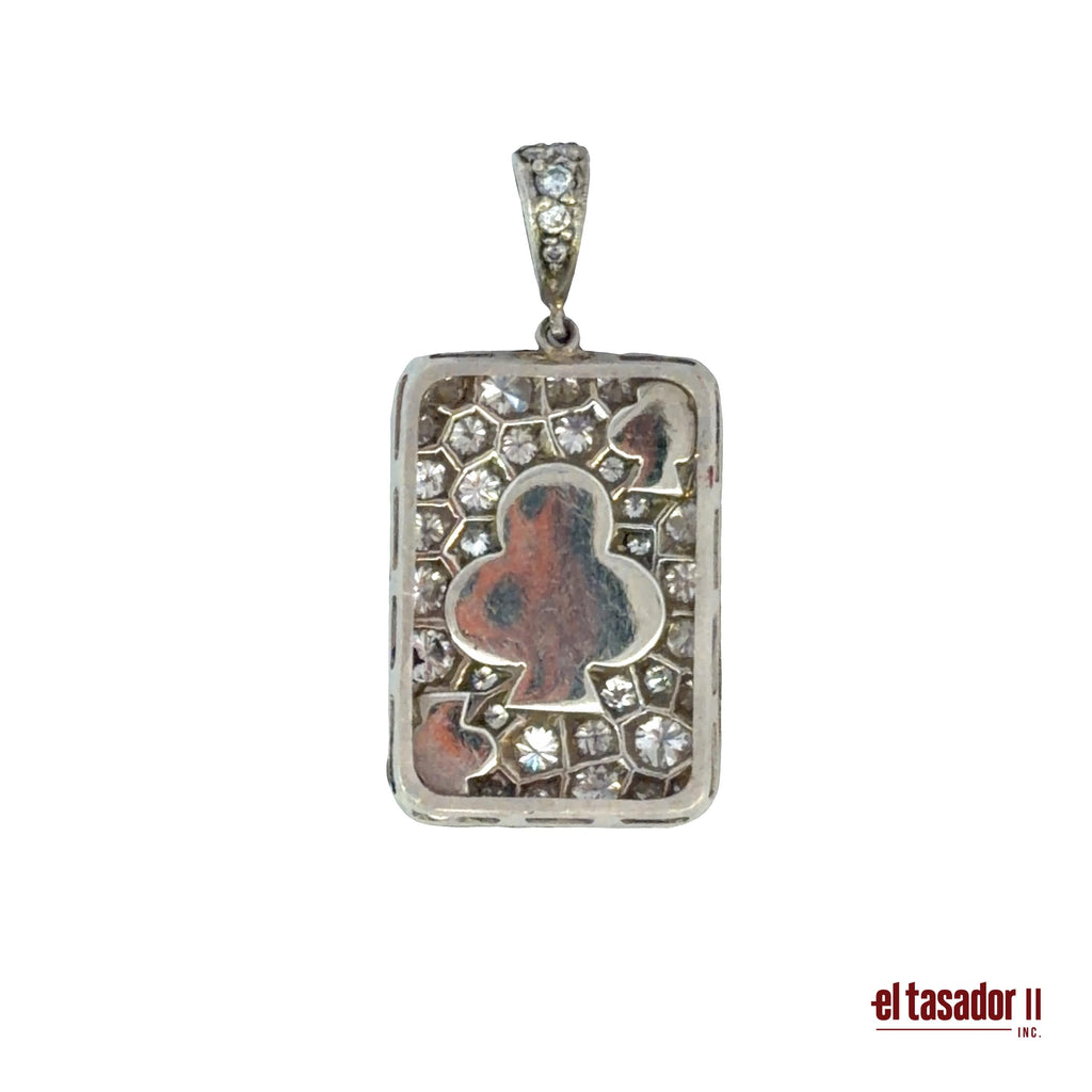 Las Vegas Collection Clover charm 3.4 g platinum enamel and 1 ct of diamonds (N)