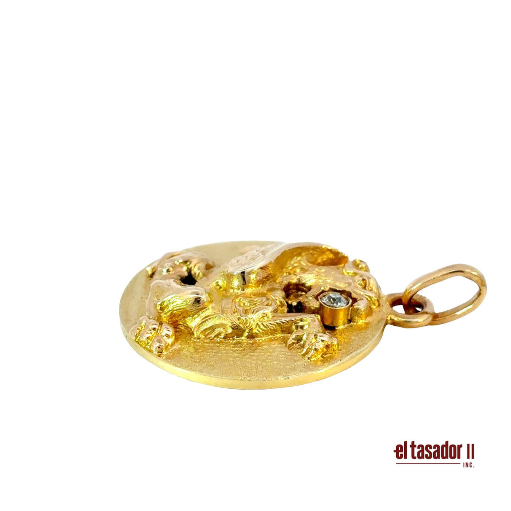 Dragon Charm 32 g 18k gold and central stone 0.13 ct