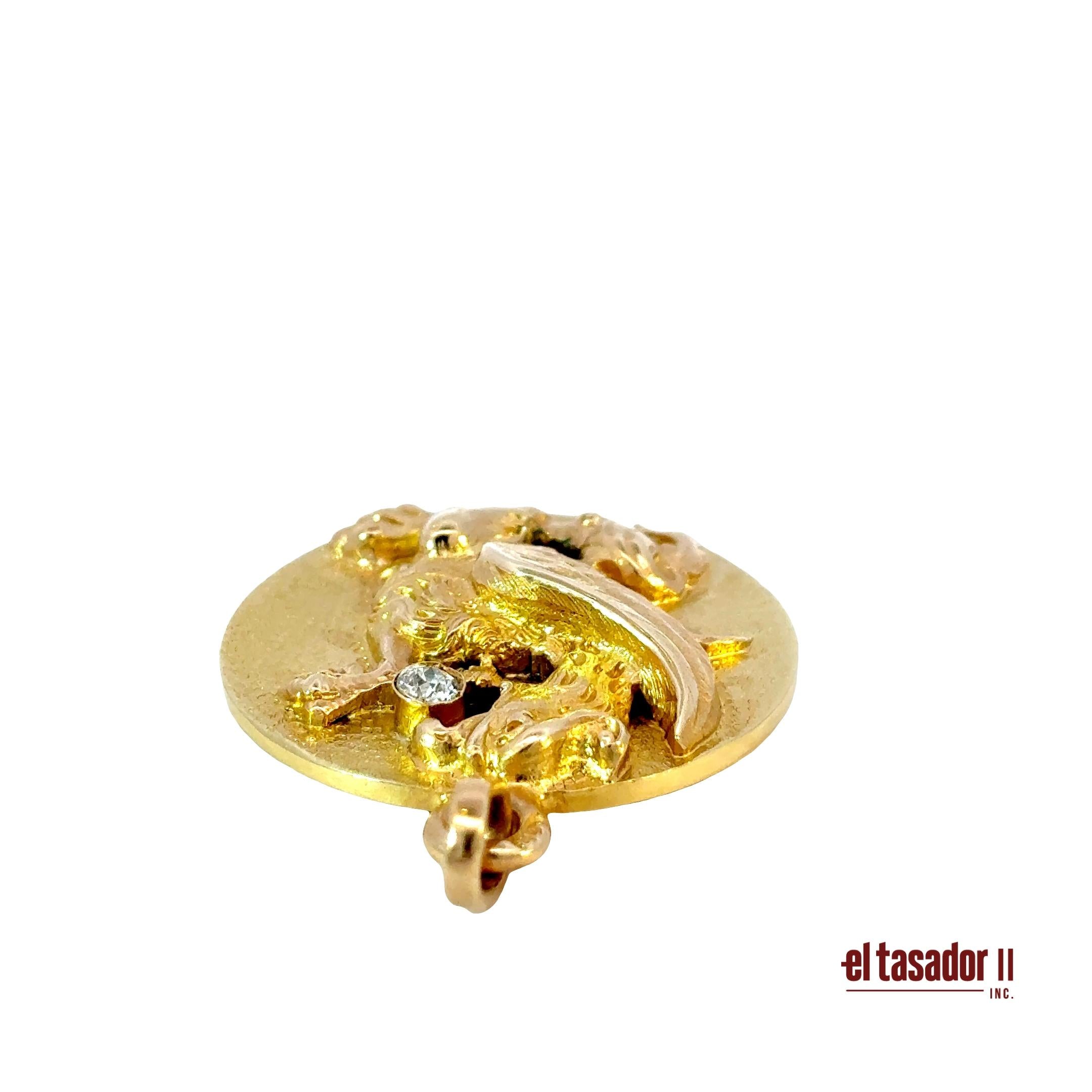 Dragon Charm 32 g 18k gold and central stone 0.13 ct