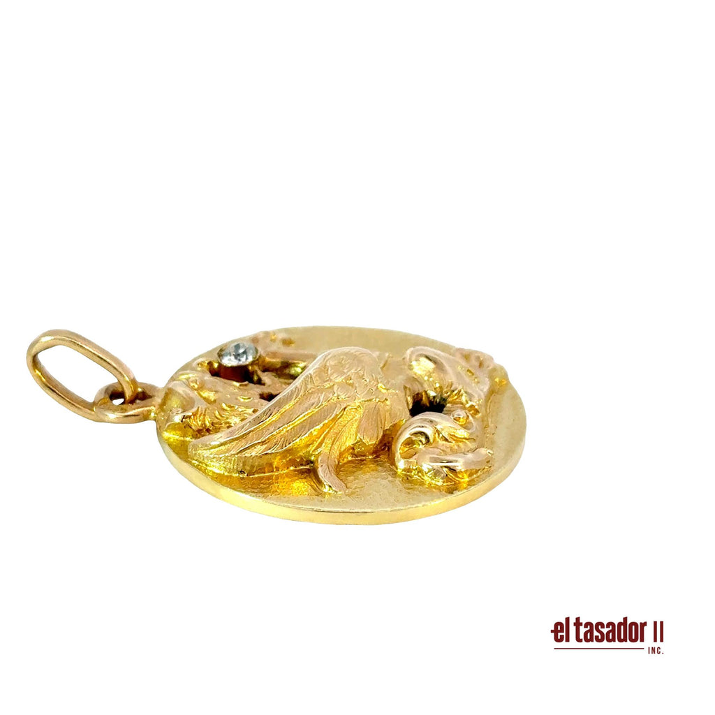 Dragon Charm 32 g 18k gold and central stone 0.13 ct