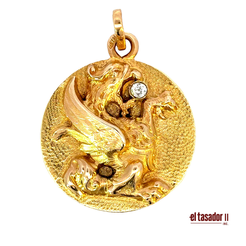 Dragon Charm 32 g 18k gold and central stone 0.13 ct