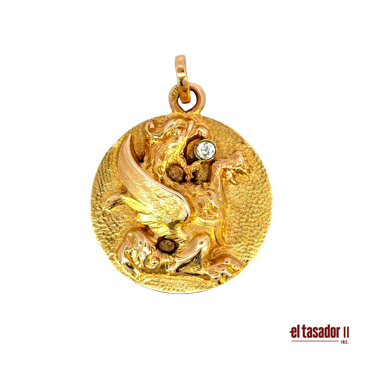 Dragon Charm 32 g 18k gold and central stone 0.13 ct