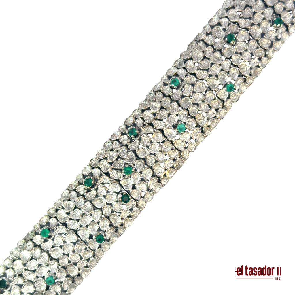 Bracelet 62.4 g 18k white gold and emeralds (A)