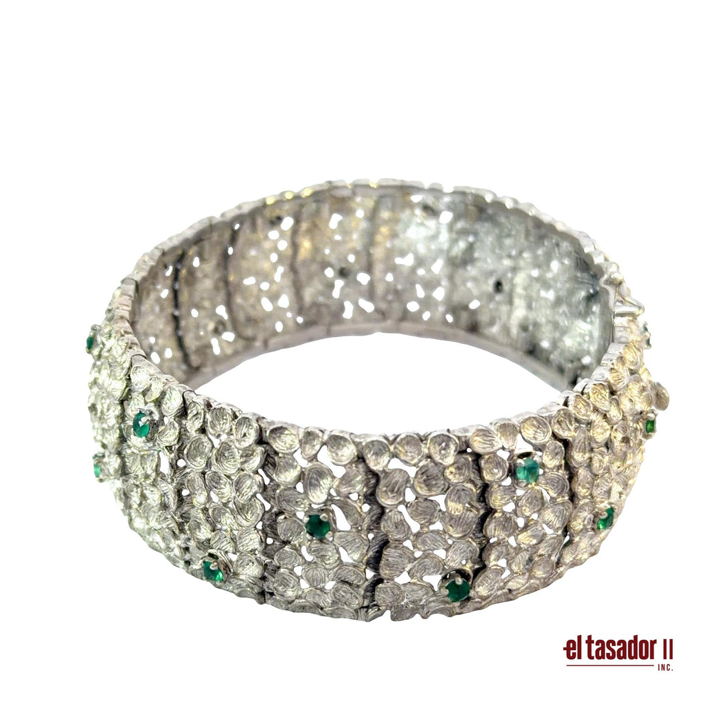 Bracelet 62.4 g 18k white gold and emeralds (A)