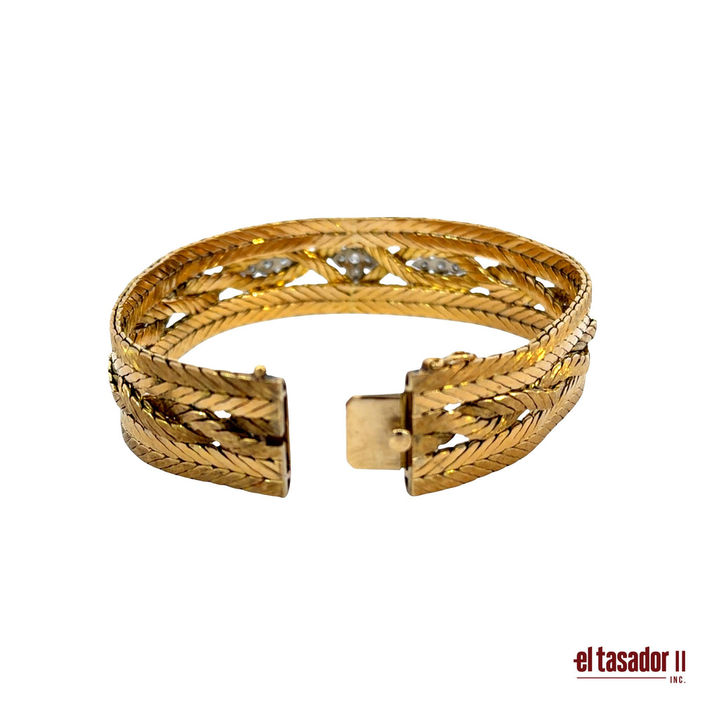Braid bracelet 53.7 g 18k gold and diamonds 0.22 ct aprox. (A)