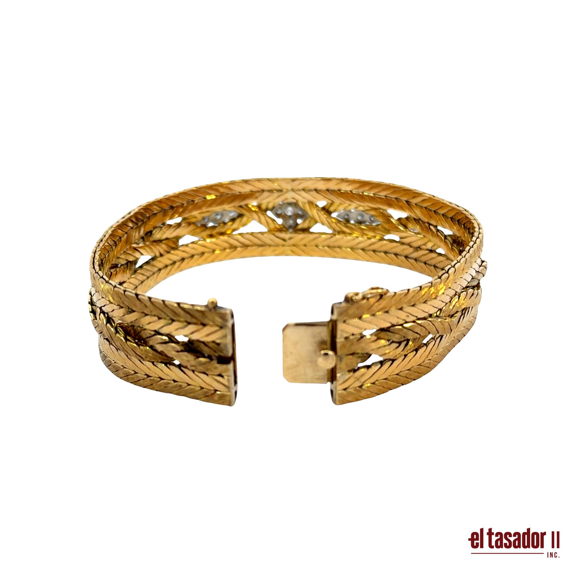 Braid bracelet 53.7 g 18k gold and diamonds 0.22 ct aprox. (A)