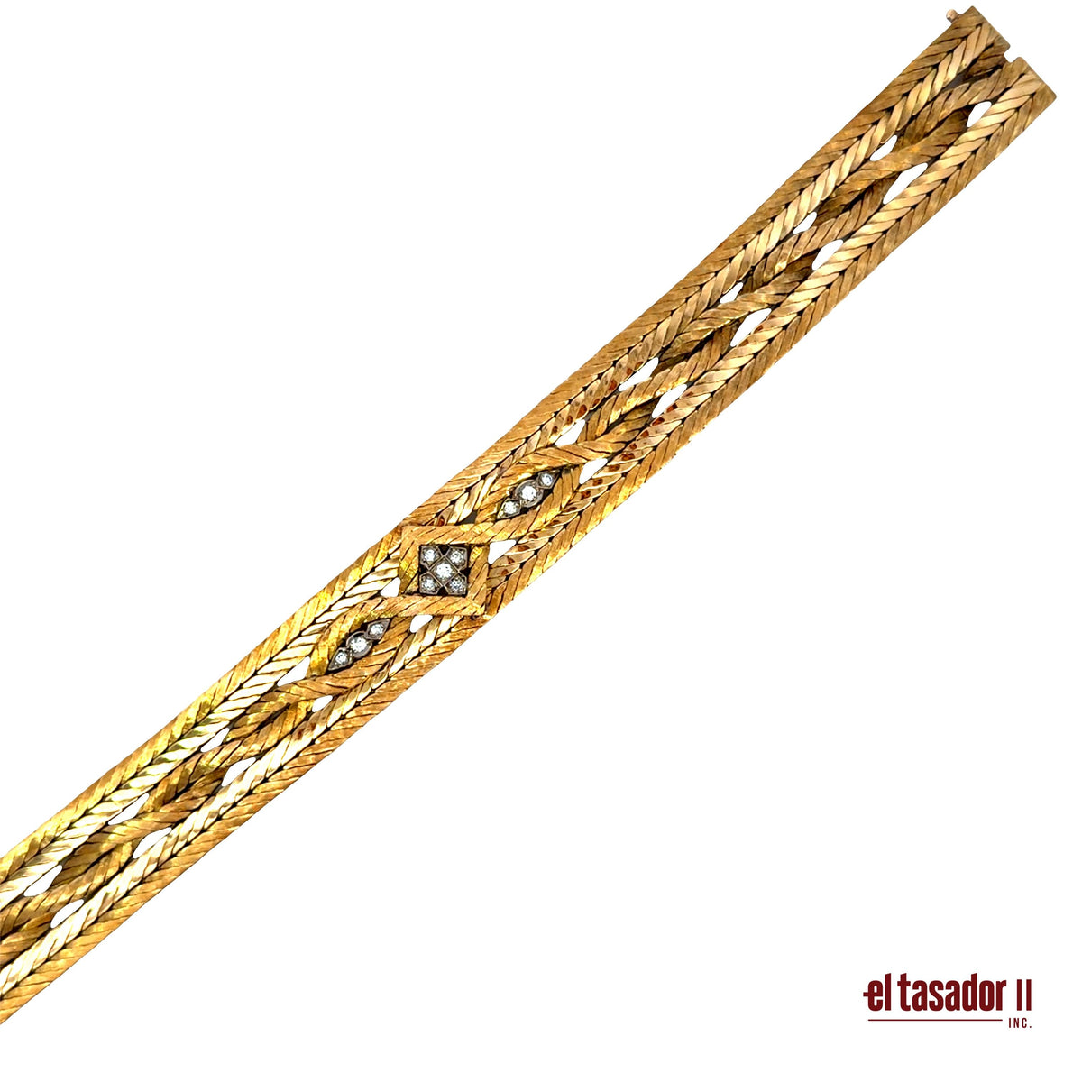 Braid bracelet 53.7 g 18k gold and diamonds 0.22 ct aprox. (A)