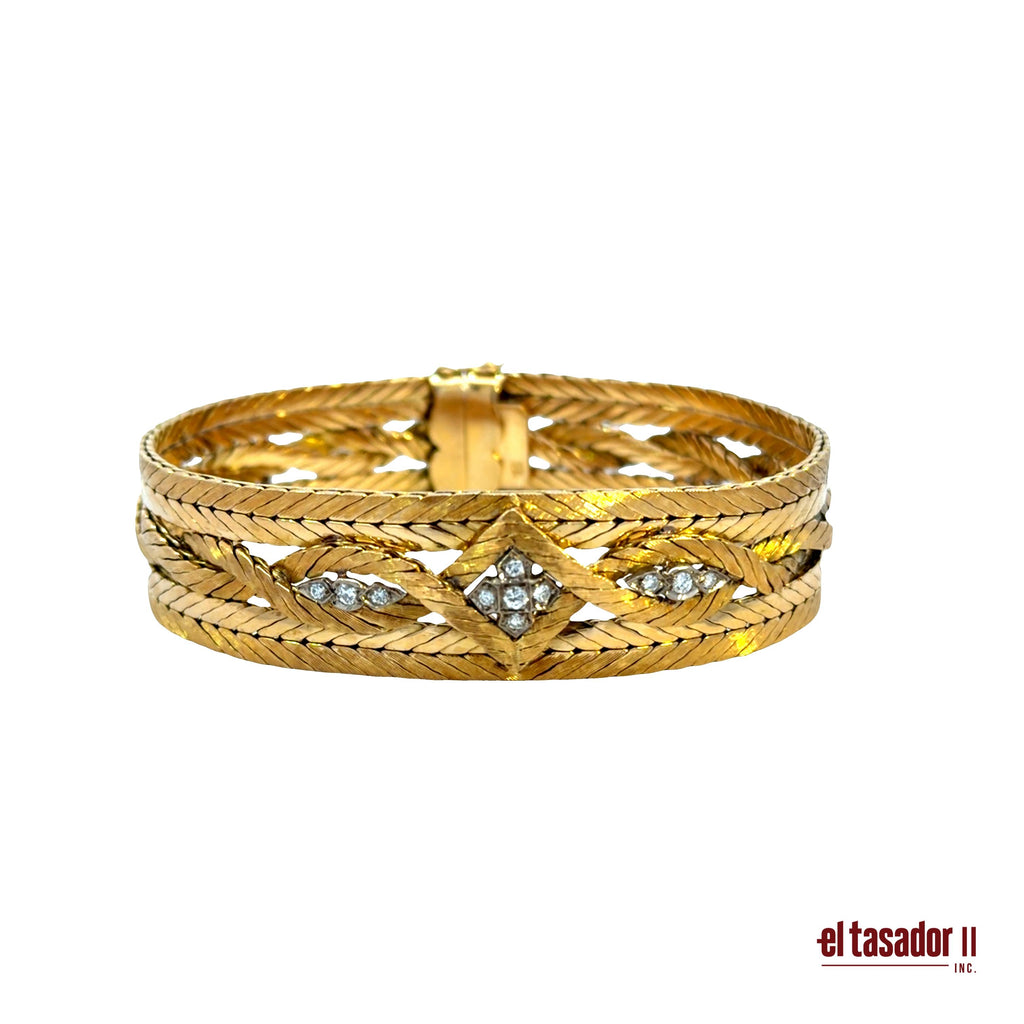 Braid bracelet 53.7 g 18k gold and diamonds 0.22 ct aprox. (A)