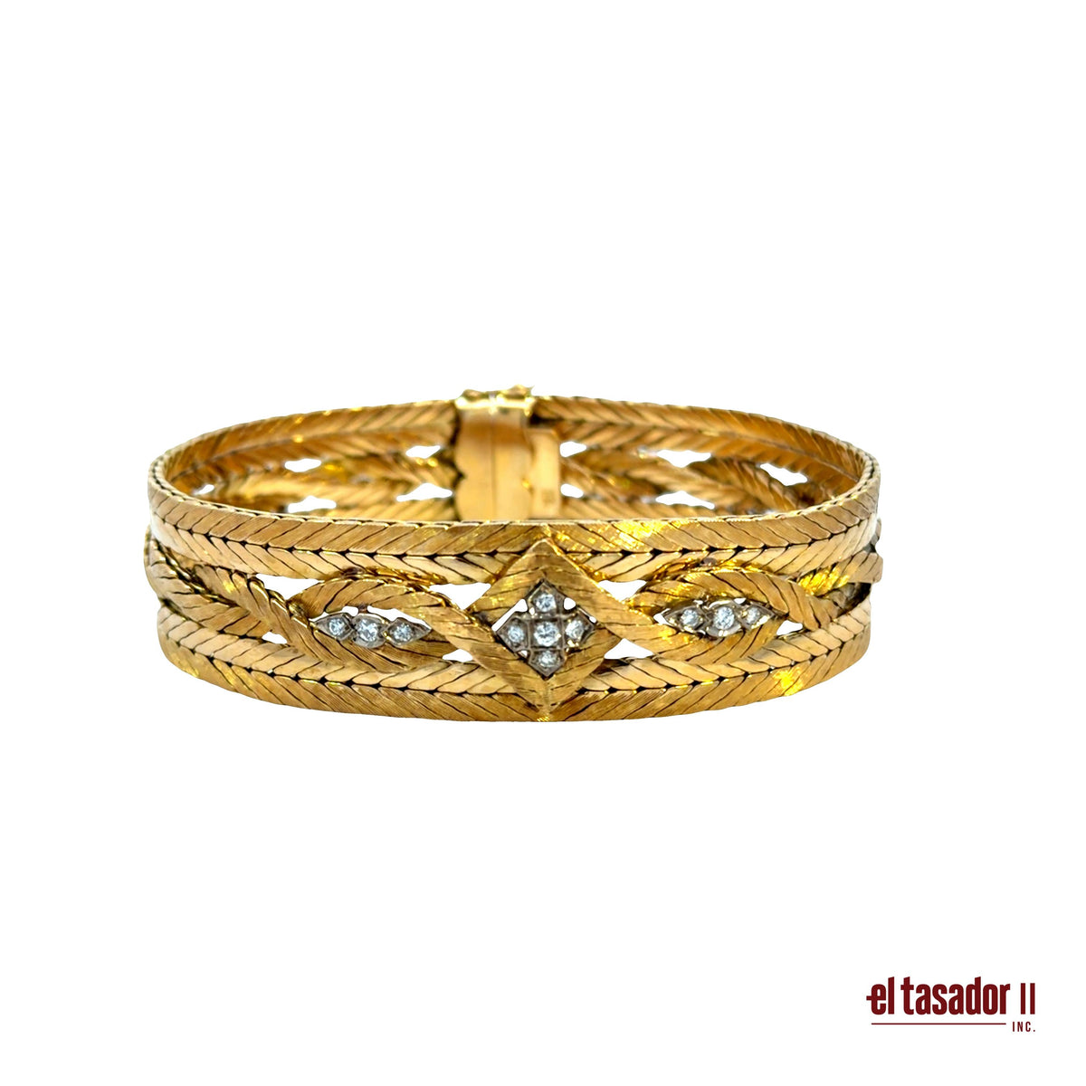 Braid bracelet 53.7 g 18k gold and diamonds 0.22 ct aprox. (A)