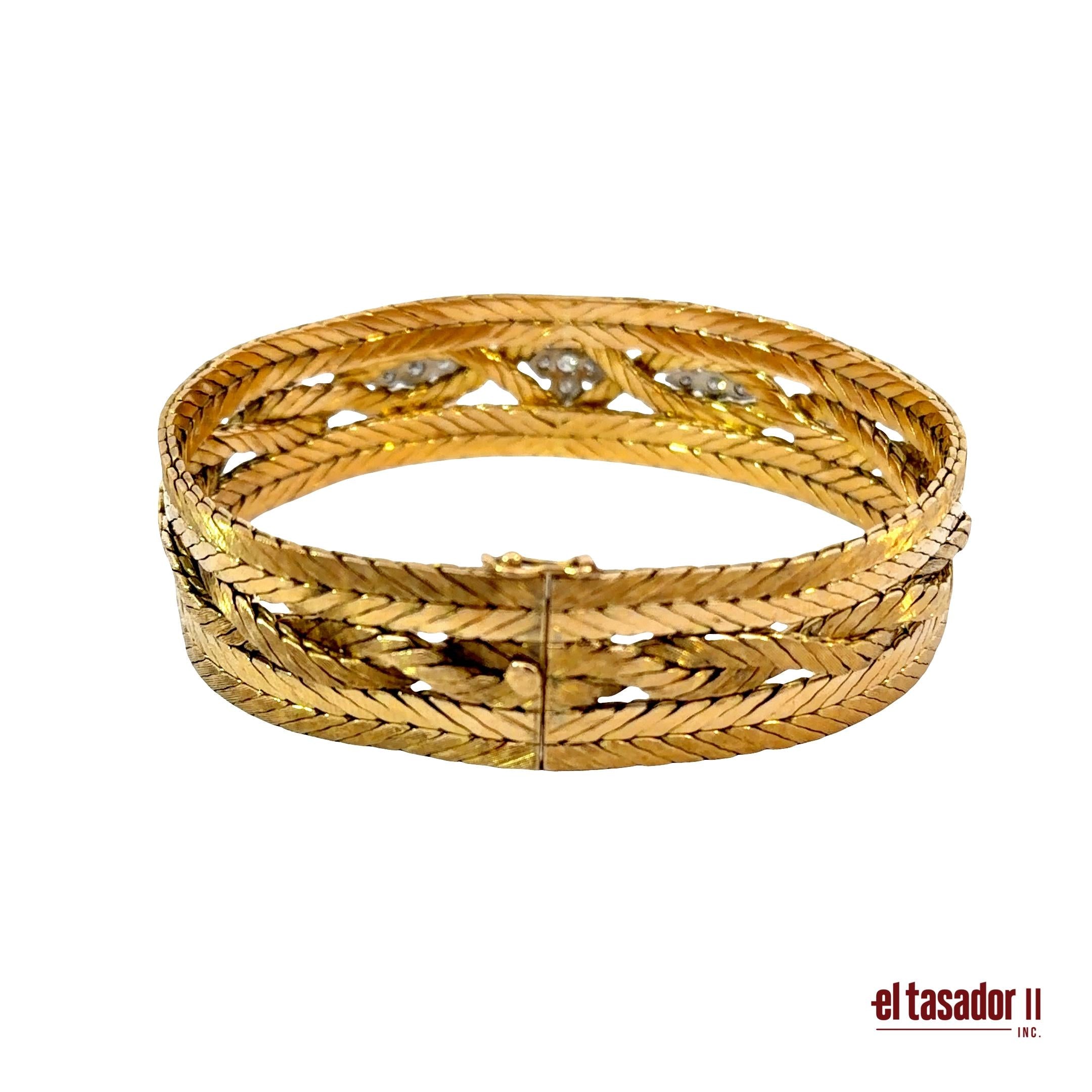 Braid bracelet 53.7 g 18k gold and diamonds 0.22 ct aprox. (A)