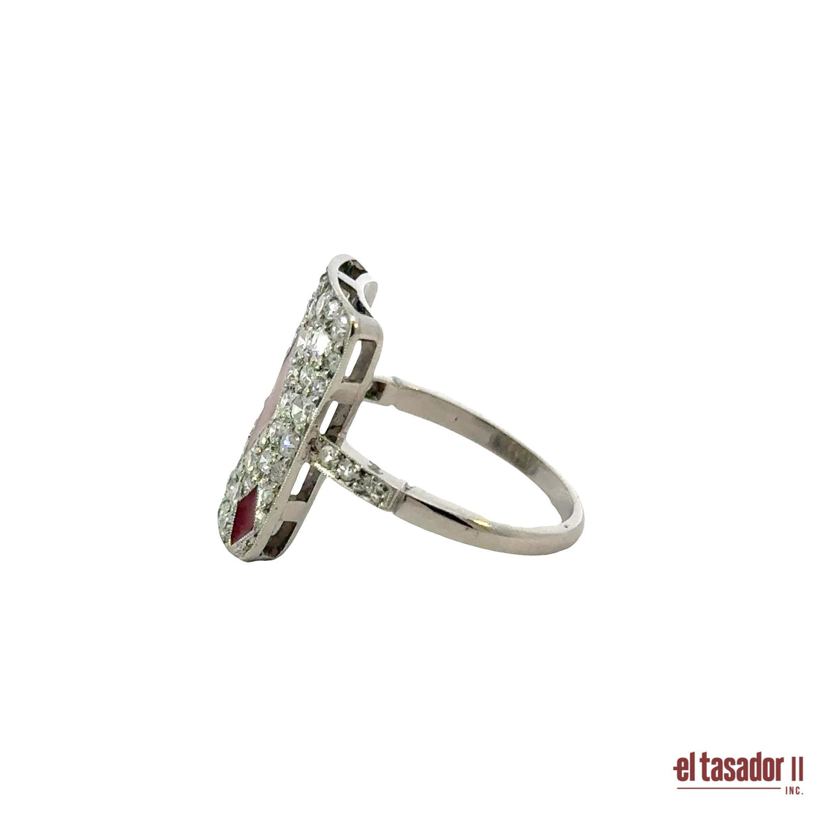 Las Vegas Collection Diamond ring 5.3 g platinum enamel and 0.84 ct of diamonds