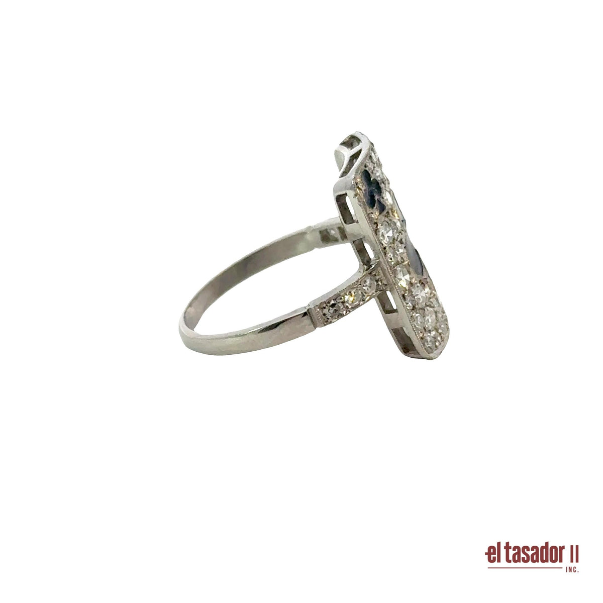 Las Vegas Collection Clover ring 5.2 g platinum enamel and 0.94 ct of diamonds