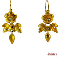 Antique flower earrings 6.6 g 18k gold and pearls (A)