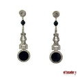 Drop earrings 12.8 g gold & platinum, Center 0.80 ct, onyx & 0.60 ct of diamonds