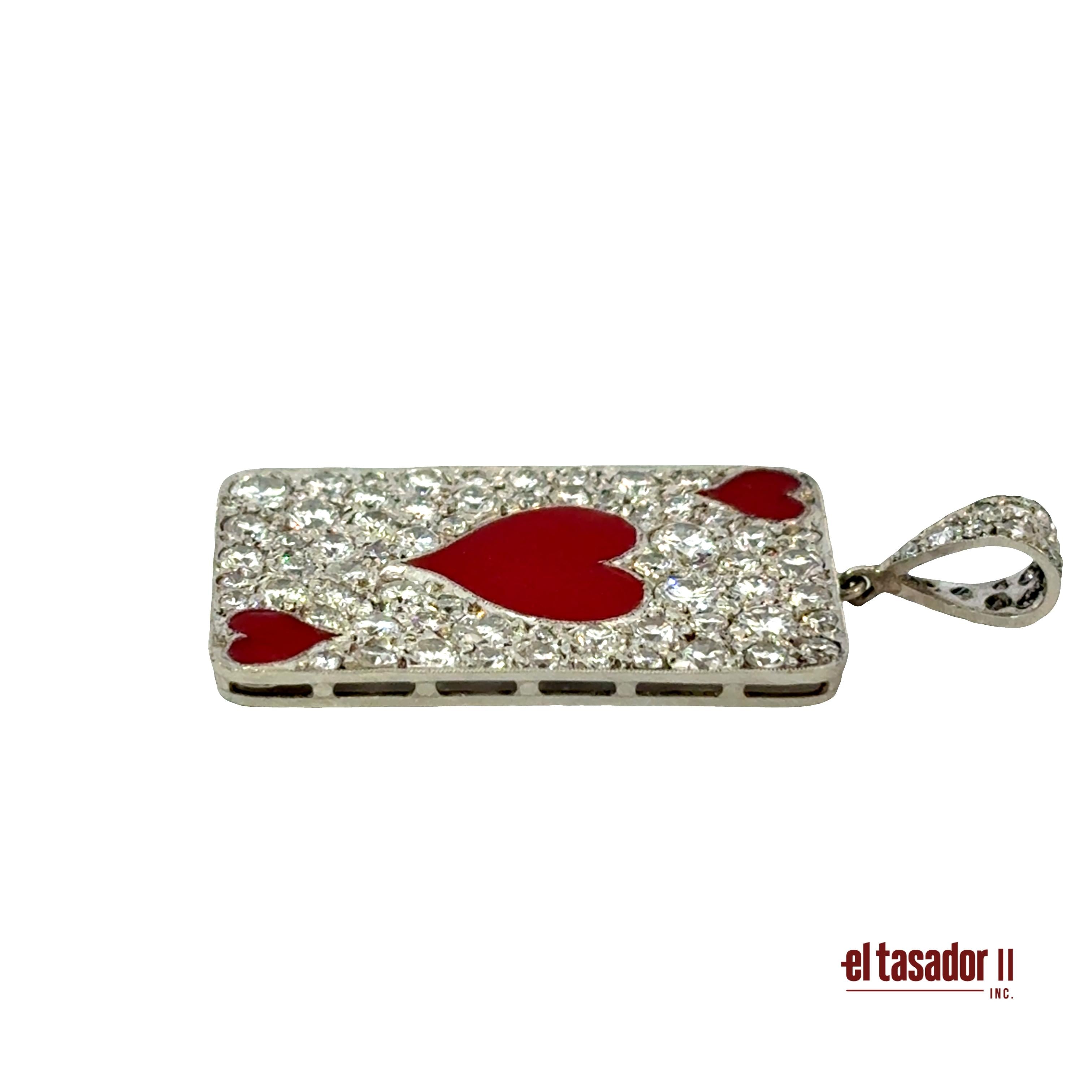 Las Vegas Collection Heart charm 6.6 g platinum enamel and 3.07 ct of diamonds