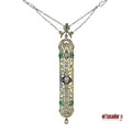 8.8 g 18k gold and platinum pendant, sapphires, emeralds and 0.34 ct of diamonds