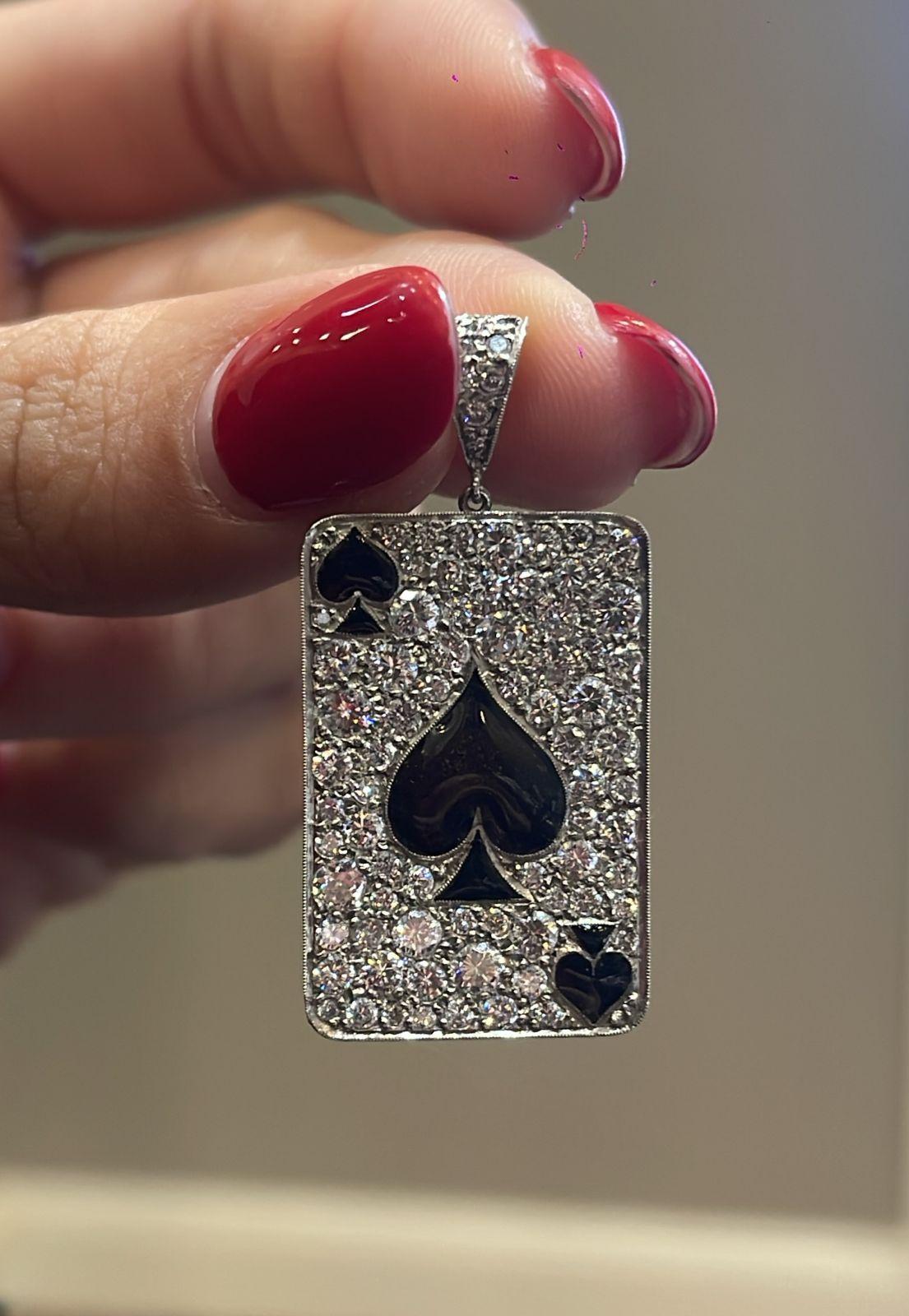 Las Vegas Collection Spade Charm 7,4 g platinum enamel and 3.30 ct of diamonds