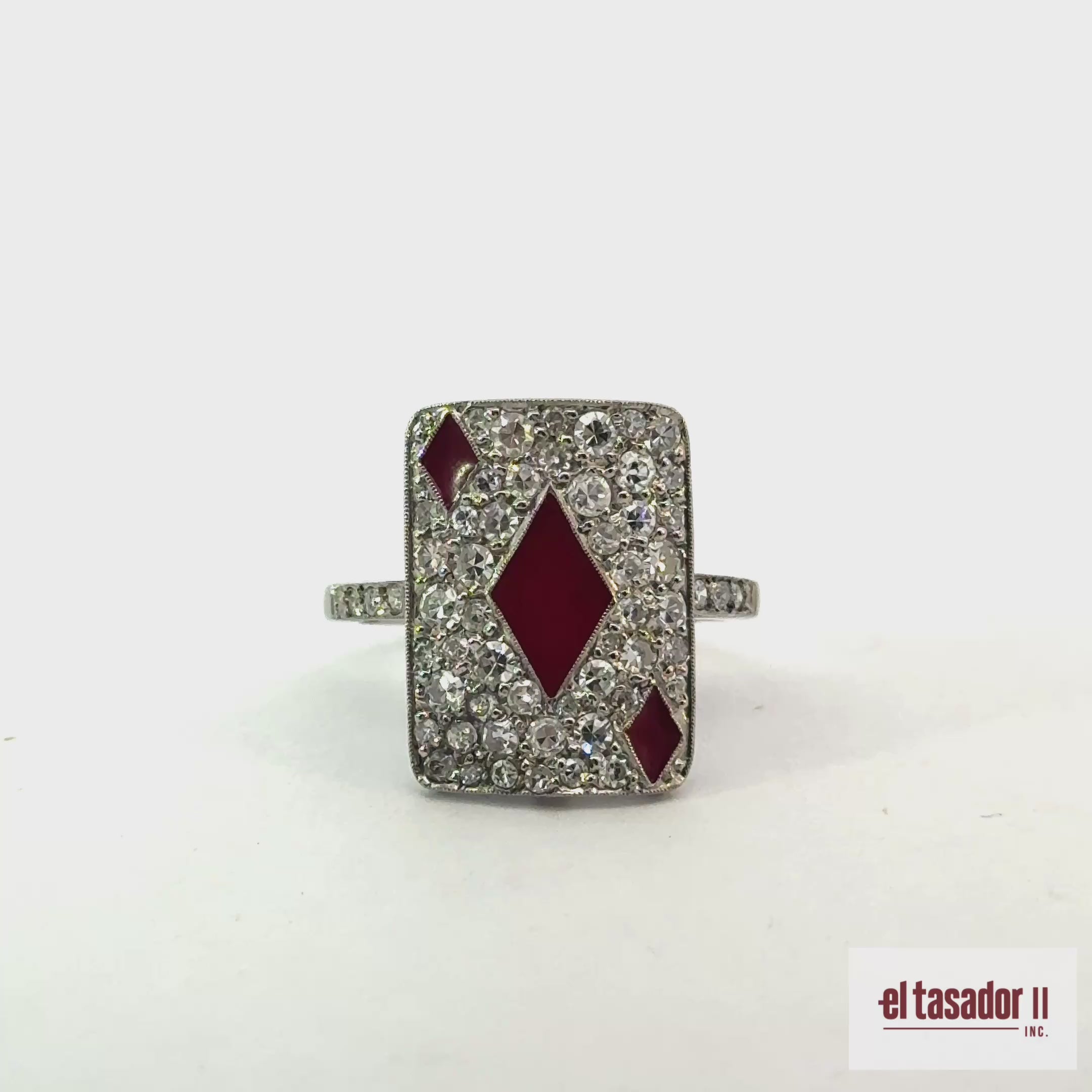 Las Vegas Collection Diamond ring 5.3 g platinum enamel and 0.84 ct of diamonds